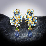 925 Silver Plated Flowers Drop Earrings Enamel