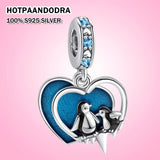 925 Silver Sea Shell Dolphin Love Pave Sparkling Beads Charms Bracelet