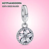 925 Silver Sea Shell Dolphin Love Pave Sparkling Beads Charms Bracelet