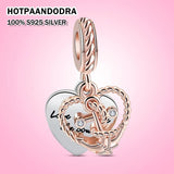 925 Silver Sea Shell Dolphin Love Pave Sparkling Beads Charms Bracelet