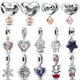 Angel Wings Daughter Heart Charm Snowglobe Bell Pendant Bead 925 Sterling Silver