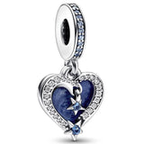 Angel Wings Daughter Heart Charm Snowglobe Bell Pendant Bead 925 Sterling Silver