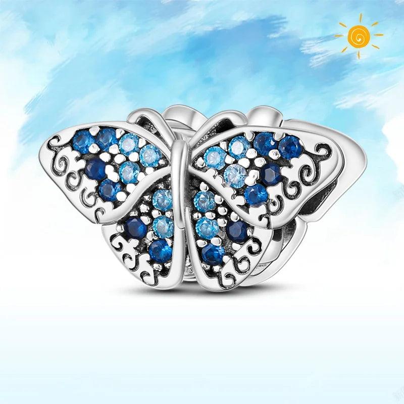 925 Silver Sea Whale CZ Charm Beads Fit Bracelet DIY
