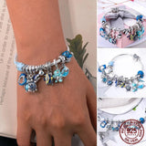 925 Silver Sea Whale CZ Charm Beads Fit Bracelet DIY
