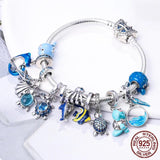 925 Silver Sea Whale CZ Charm Beads Fit Bracelet DIY