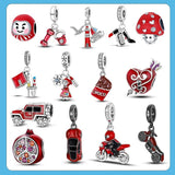 Red Series Charm Beads 925 Sterling Silver Fit Women Bracelet Pendant