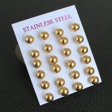 Stainless Steel Round Ball Stud Earrings For Women & Girls