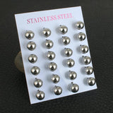 Stainless Steel Round Ball Stud Earrings For Women & Girls