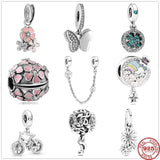 925 Silver Flower Butterfly Clover Charms DIY Beads for Bracelet