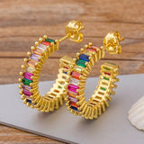 Colorful Micro Pave CZ Charm Crystal Stud Earrings