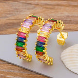 Colorful Micro Pave CZ Charm Crystal Stud Earrings