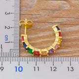 Colorful Micro Pave CZ Charm Crystal Stud Earrings