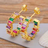 Colorful Micro Pave CZ Charm Crystal Stud Earrings