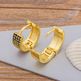 Colorful Micro Pave CZ Charm Crystal Stud Earrings