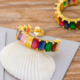 Colorful Micro Pave CZ Charm Crystal Stud Earrings