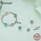925 Silver 4-Leaf Clover Pendant Heart Charm for Bracelet DIY