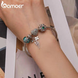925 Silver 4-Leaf Clover Pendant Heart Charm for Bracelet DIY