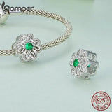 925 Silver 4-Leaf Clover Pendant Heart Charm for Bracelet DIY