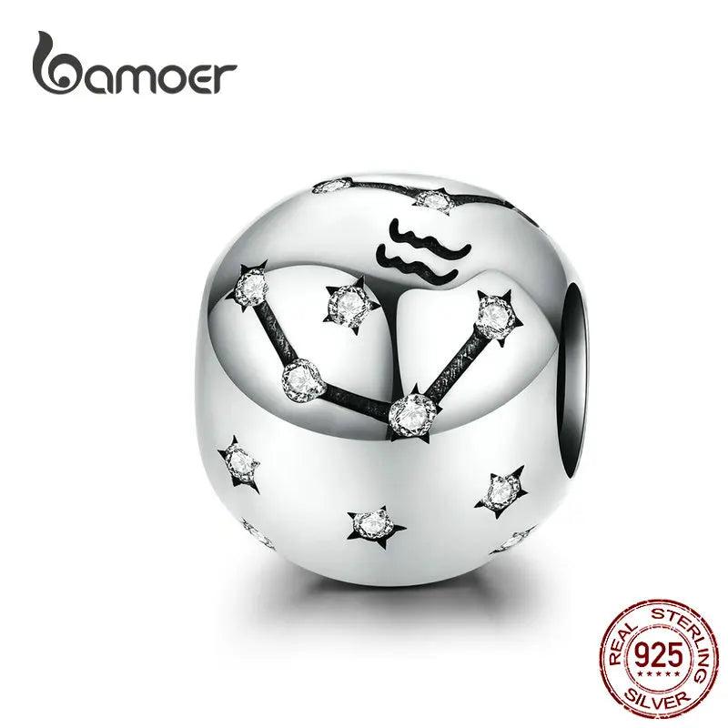 925 Silver Zodiac Constellations Beads Charms for Bracelet Necklace DIY