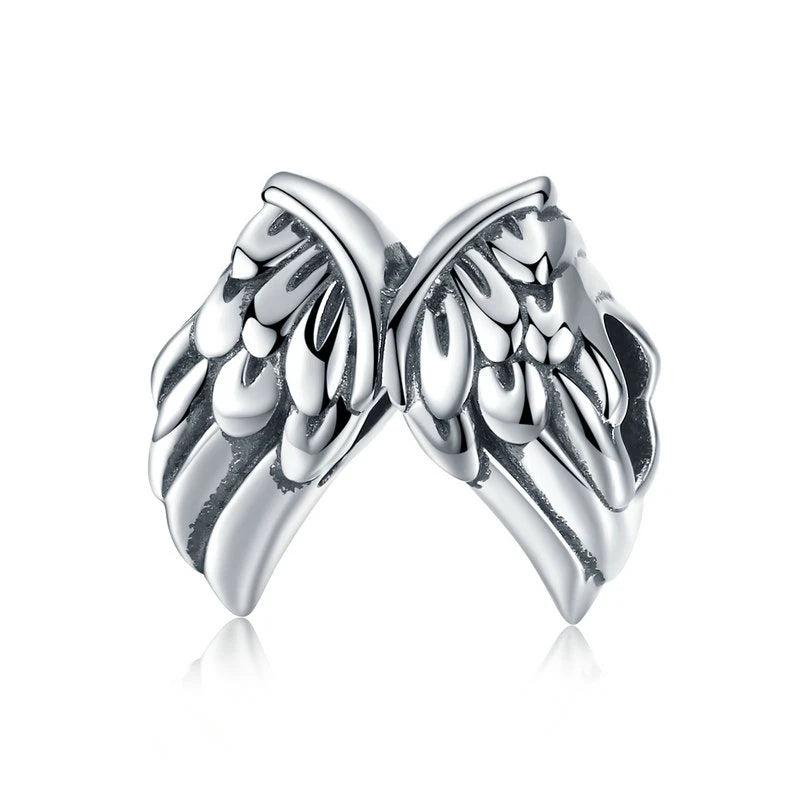 925 Silver Angel God Charm Wings Beads Heart Cupid Pendant