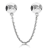 925 Silver Charm Family Heart Safety Chain for Bracelet DIY