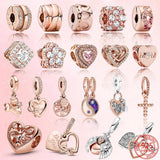 Rose Beads Charms Silver 925 for Bracelet DIY Jewelry