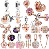 Rose Beads Charms Silver 925 for Bracelet DIY Jewelry