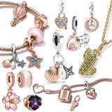 Rose Beads Charms Silver 925 for Bracelet DIY Jewelry