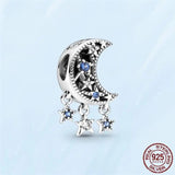 Silver Stars & Moon Galaxy Charm Beads for Bracelet Necklace