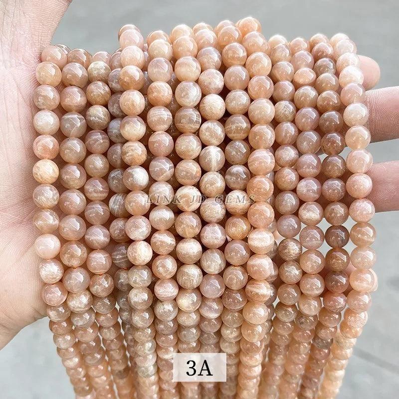 7A Natural Sunstone Beads Round 4-12mm for DIY Jewelry Making
