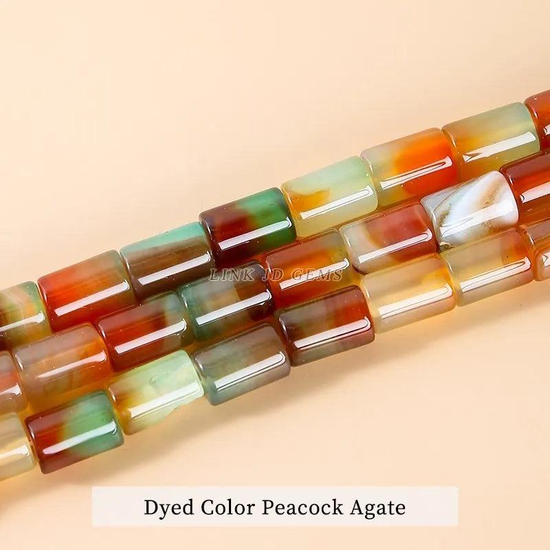 Colorful Dyed Peacock Agate Tube Shape Beads for Jewelry Making