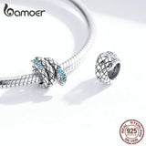 925 Silver Snake Charm for 3mm Bracelet Retro Metal Bead