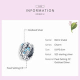 925 Silver Snake Charm for 3mm Bracelet Retro Metal Bead