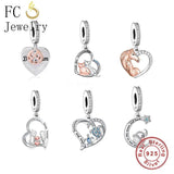 925 Sterling Silver Rose Paw Heart Dog Mum Charm Bead
