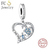 925 Sterling Silver Rose Paw Heart Dog Mum Charm Bead