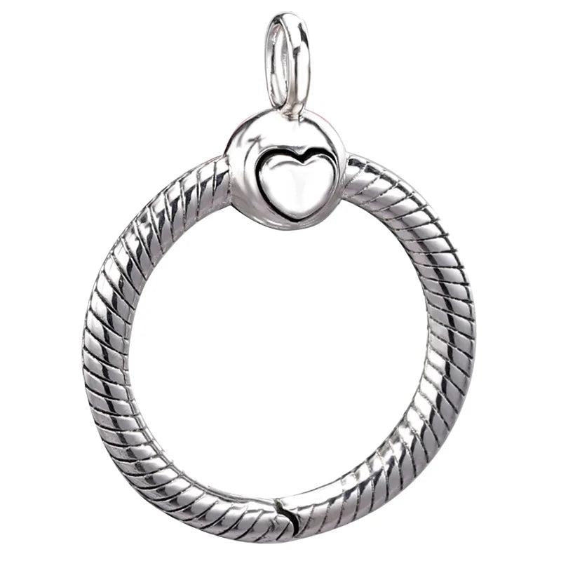 Rose & Silver O Pendant Charm 925 Sterling Silver DIY Jewelry