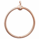 Rose & Silver O Pendant Charm 925 Sterling Silver DIY Jewelry