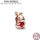 925 Silver Red Bag Pendant Rabbit for Charm Bracelet