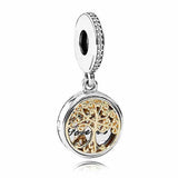 Family Roots Two-Tone Locket Tree Of Life Pendant Bead 925 Sterling Silver Charm