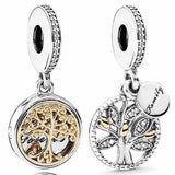 Family Roots Two-Tone Locket Tree Of Life Pendant Bead 925 Sterling Silver Charm