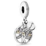 Family Roots Two-Tone Locket Tree Of Life Pendant Bead 925 Sterling Silver Charm