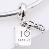 Reading With Glasses Pendant Beads 925 Sterling Silver Charm Bracelet