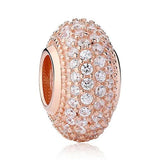 925 Sterling Silver Spacer Crystal Bead Rose Charms for Bracelet