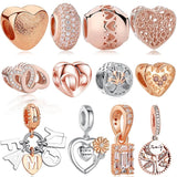 925 Sterling Silver Spacer Crystal Bead Rose Charms for Bracelet