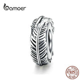 Bohemia Feather Spacer Stopper 925 Silver Vintage Beads SCC1236