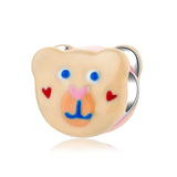 Sterling Silver Cartoon Doll Bear Strawberry Spacer Charm Bead