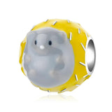 Sterling Silver Cartoon Doll Bear Strawberry Spacer Charm Bead