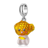 Sterling Silver Cartoon Doll Bear Strawberry Spacer Charm Bead