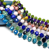 Faceted Round Stone Spacer Beads Agate Jade Citrine Rose Quartz Prehnite 15''