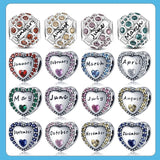 Birthstone Beads 925 Silver CZ Zircon Charm for Bracelet Jewelry